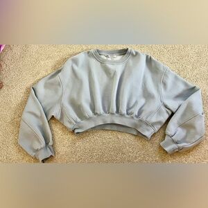 Zara Gray Cropped Boxy Sweatshirt